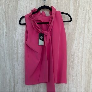 Tuckernuck Pink Sleeveless Blouse with Bow Detail